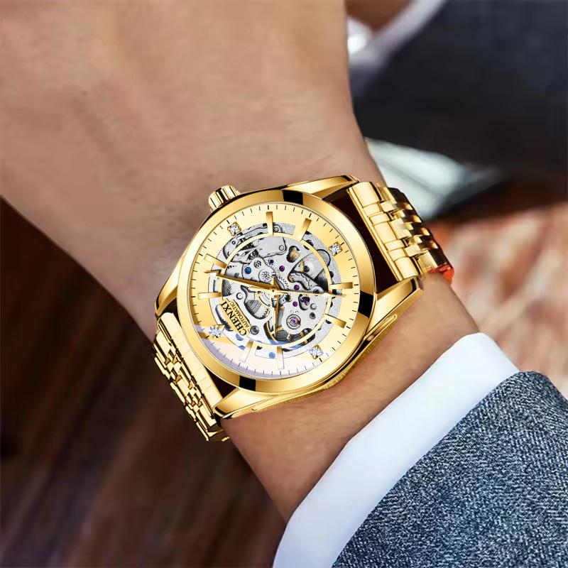 Mens Watches Fashion Luxury Hollowing Automatic Mechanical Watch Waterproof Luminous Watch For Man