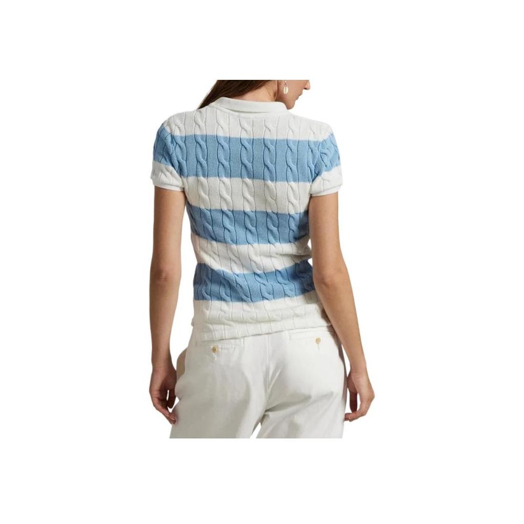 Polo Ralph Lauren Color Block Logo Button Slim Fit Short Sleeve Polo Shirt Women tops Light-Blue 211943043-011