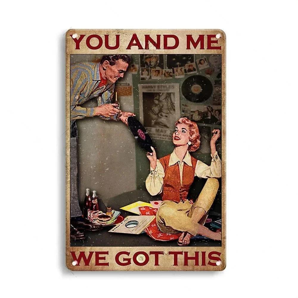 Vintage Rusty Vinyl Records Metal Aluminum Sign Retro Decorative Plate Classic Music Sign Home Studio Bar Man Cave Wall Decor