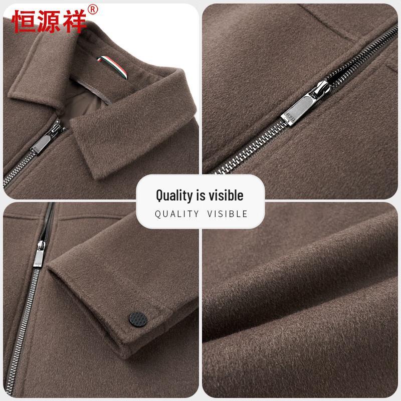 Hengyuanxiang Men's Wool Blend Lapel Short Coat