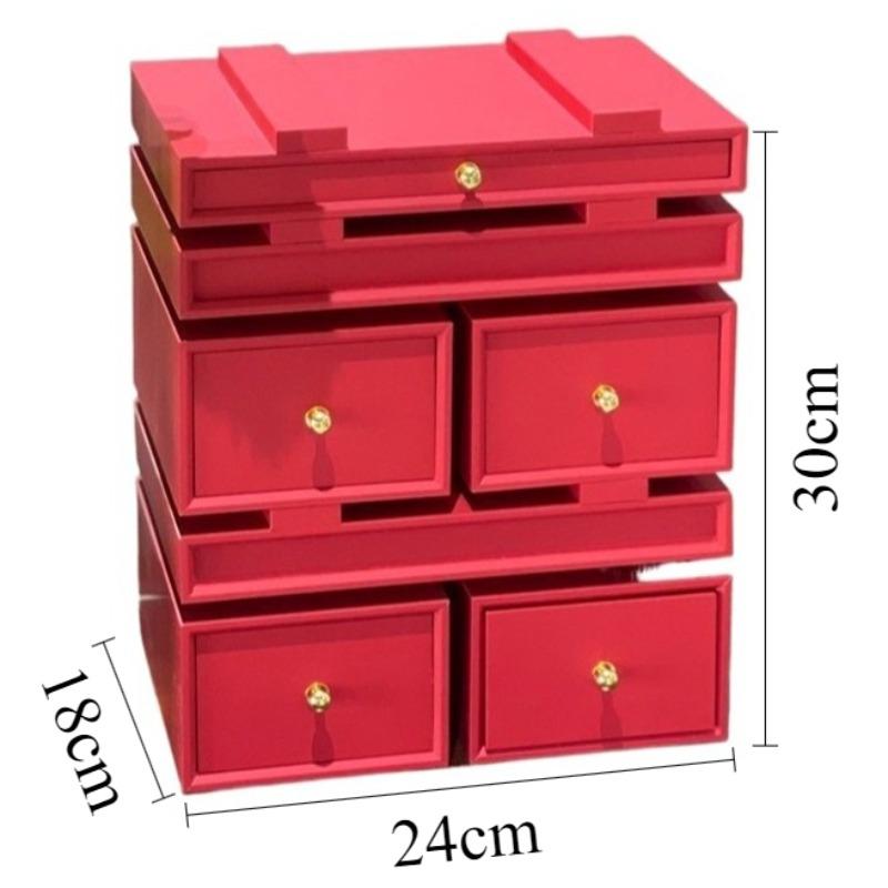 

Jewelry Organizer Boxes Wood Storage Box Drawer Type Luxury Accessory Organizing Case Multifunctional High End Organization Case красный