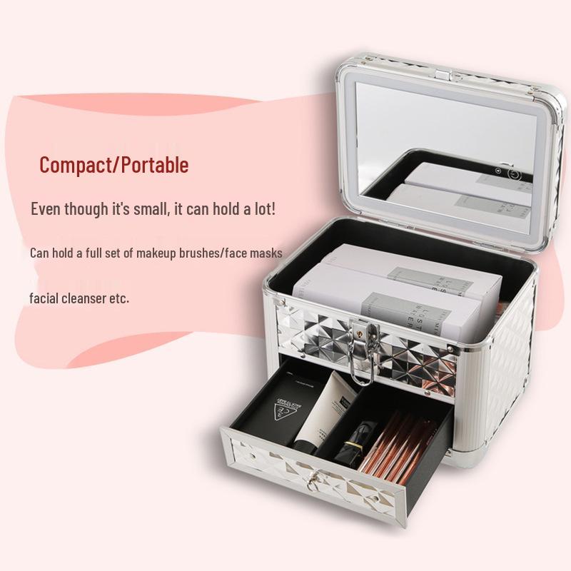 LED Mirror Makeup Bag: Large Capacity Cosmetics & Jewelry Storage Case for Professional Makeup Artists