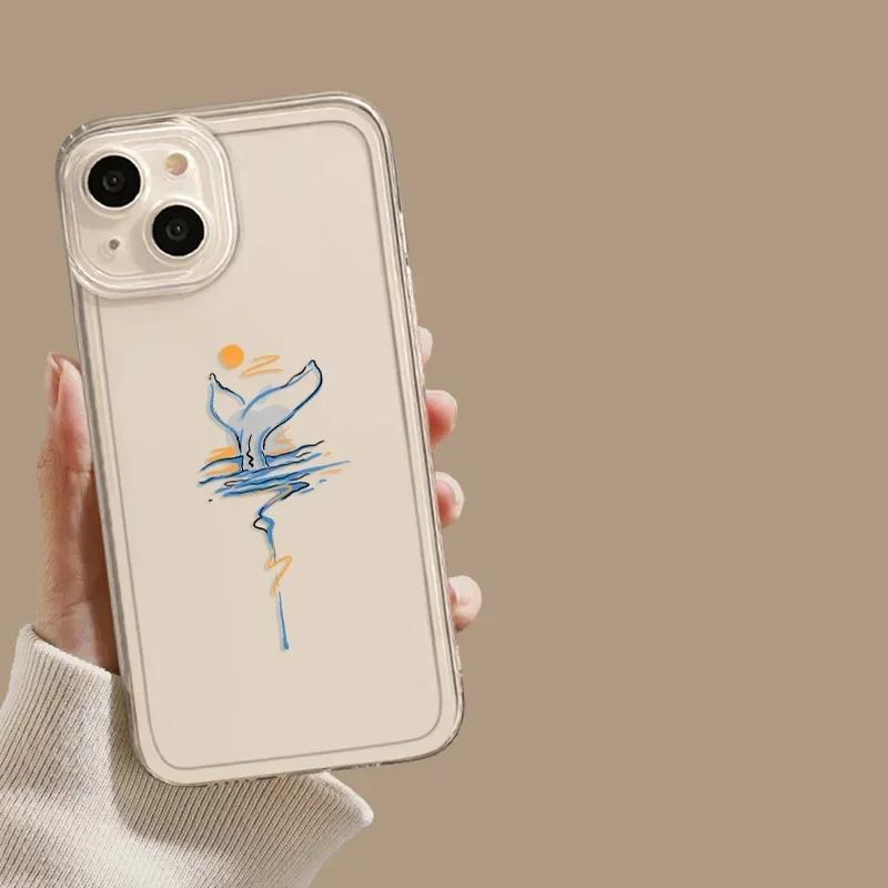 Dolphin & Whale Creative Design Couple Shockproof Phone Cover For iPhone 17 16 15Pro Max 11 12 13 14Pro Plus coque iphone Case iphone 13