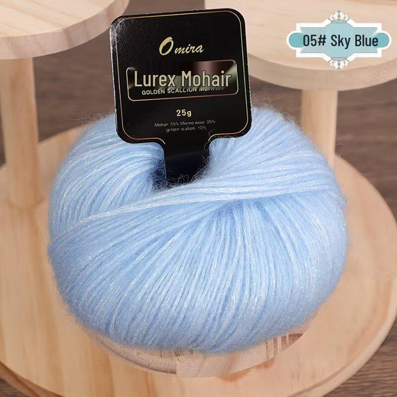 Gold Lurex Mohair Silk Yarn 25g for Knitting Scarves, Gloves, Hats, and Shawls