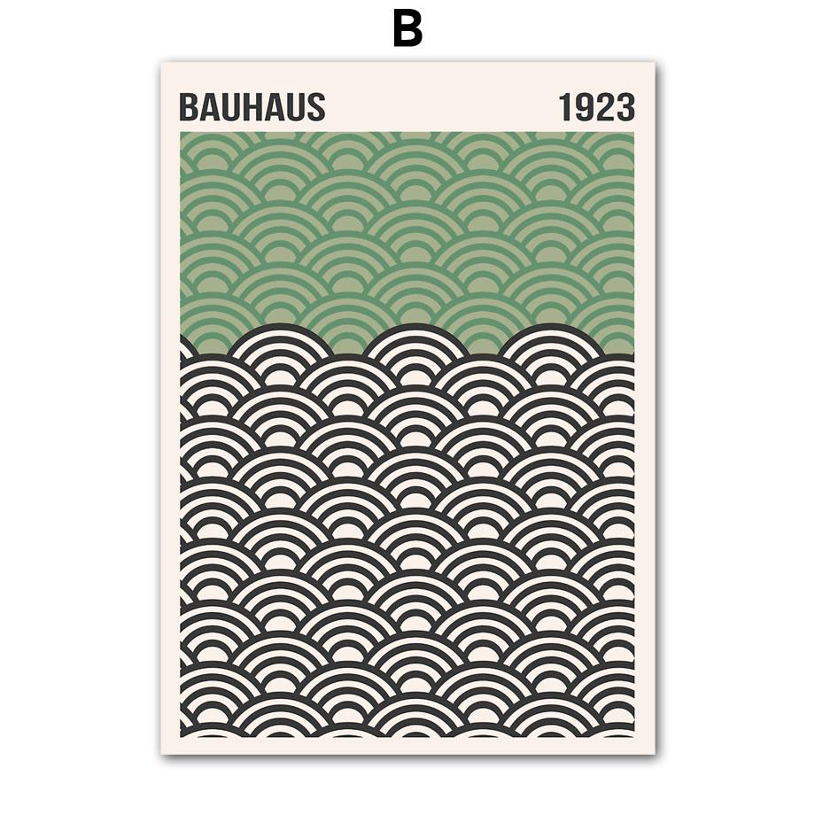 Linjer Randgeometri Bauhaus Abstrakt Väggkonst Dukmålning Nordiska affischer och tryck Väggbilder för vardagsrumsinredning