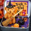 Halloween Beer in een Doos voor Trick or Treat, Leuke Halloween Decoratie voor Kinderen, Pluche Mini Teddybeer Cadeau met Toverhoed