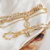 Ronde hanger kettingcombinatie 4-delige set Cadeau-sieraden Elegant Retro Temperament Dames Truiketting