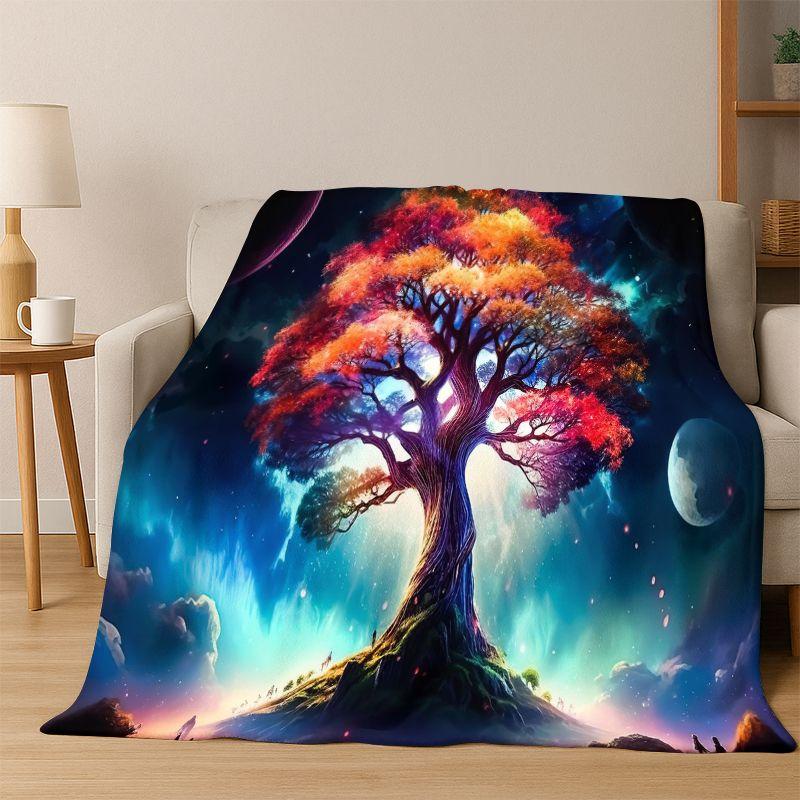 

Albero della Vita, mitologia nordica, Yggdrasil, natura, cartone animato, coperta in flanella, morbida coperta per camera da letto, letto, viaggio 75x90cm