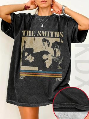 Vintage Stil Band Smith T-Shirt, Meat Is Murder Punk Hip Hop T-Shirt, Damen Baumwolle Oversized Sommer Bedrucktes T-Shirt