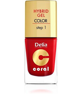 Delia Cosmetics Coral Hybrid Gel Emalia Do Paznokci Nr 01 Czerwony 11Ml