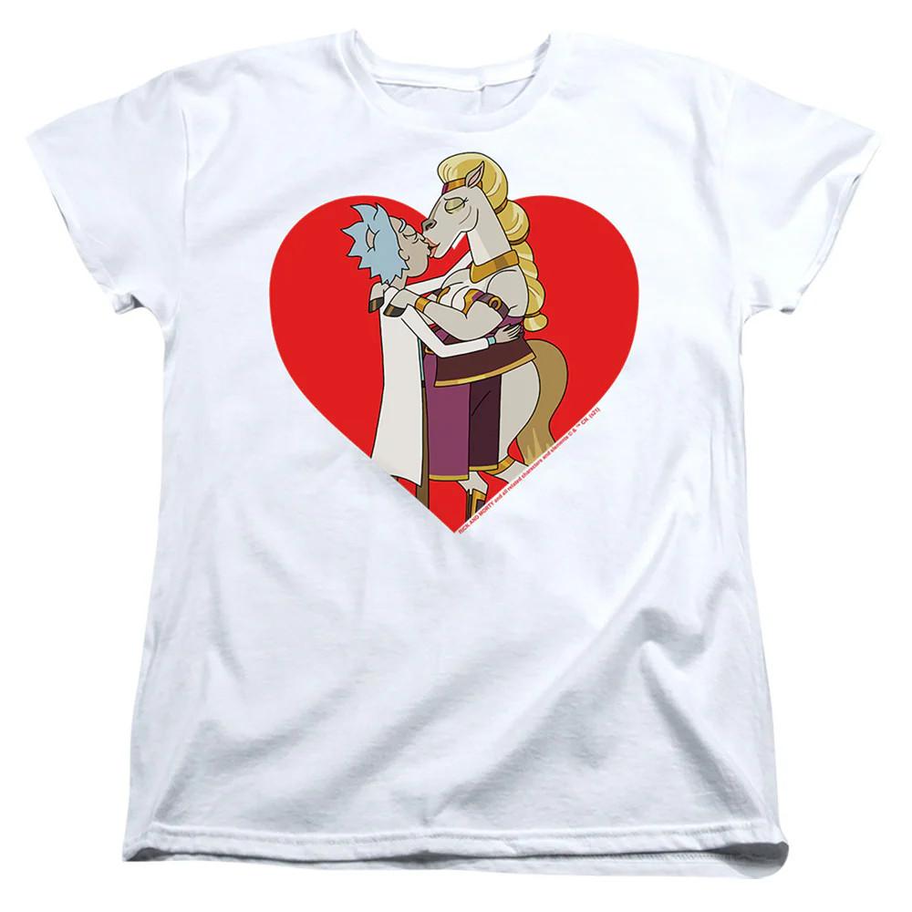 

Rick And Morty Rick And Horse Kiss Womens T Shirt White Officially Licensed 4XL
