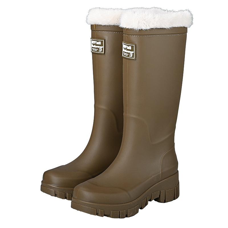 Fashion tall rain shoes women's new autumn and winter velvet warm rubber shoes outdoor waterproof shoes non-slip rain boots