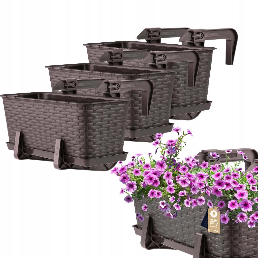 KADAX 3x Balkonový truhlík Úchyty