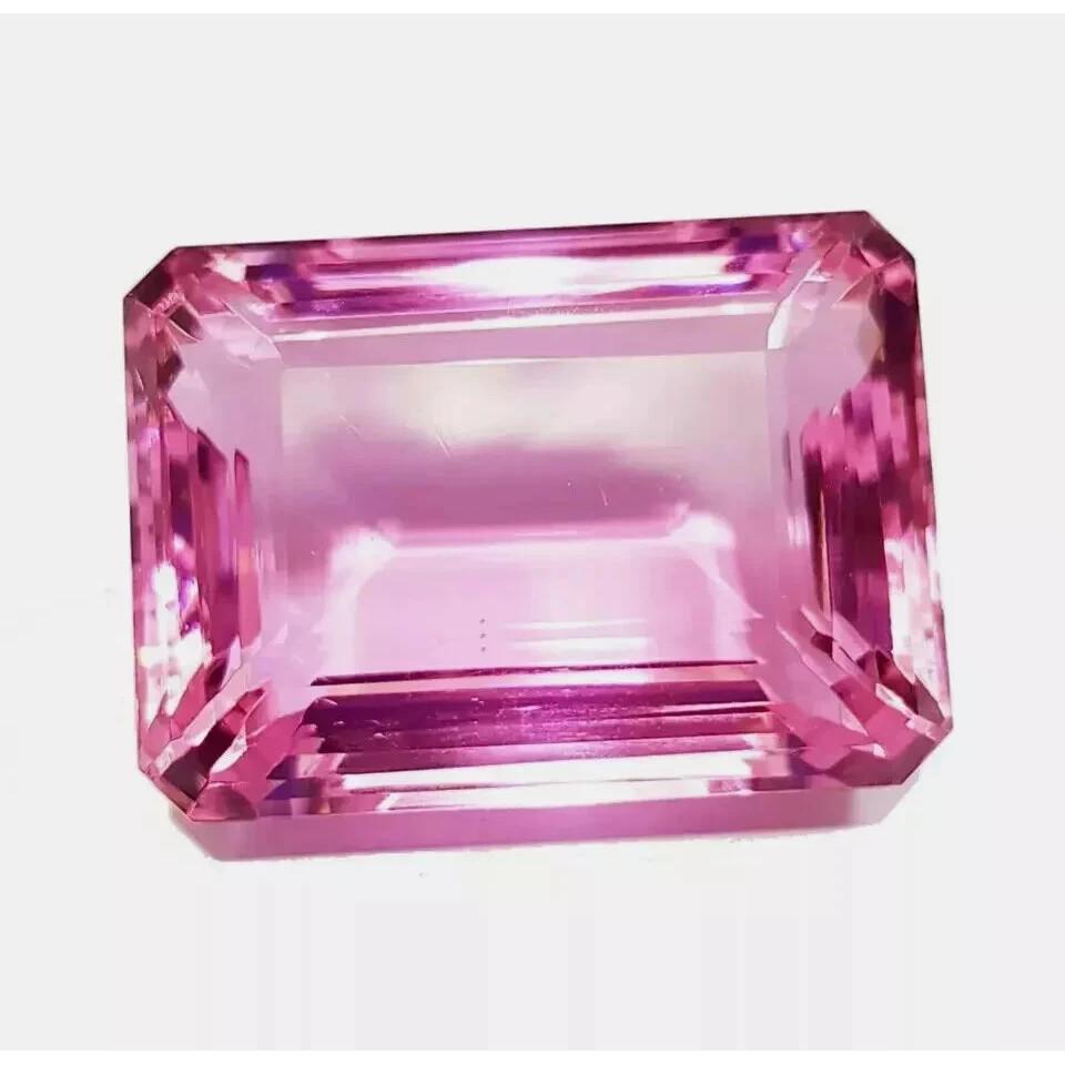 Natürlicher Brasilianischer Rosa Topas 100+ Karat Smaragdschliff Zertifizierter Schöner Edelstein