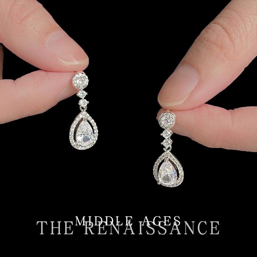 Medieval Heavy Industry French Court Feng Shui Drop Zircon Earrings Temperament Earrings Women