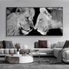 Black and White Wild Animal Lion Canvas Painting Lion Family Posters Prints Modern Wall Art Pictures for Living Room Home Decor