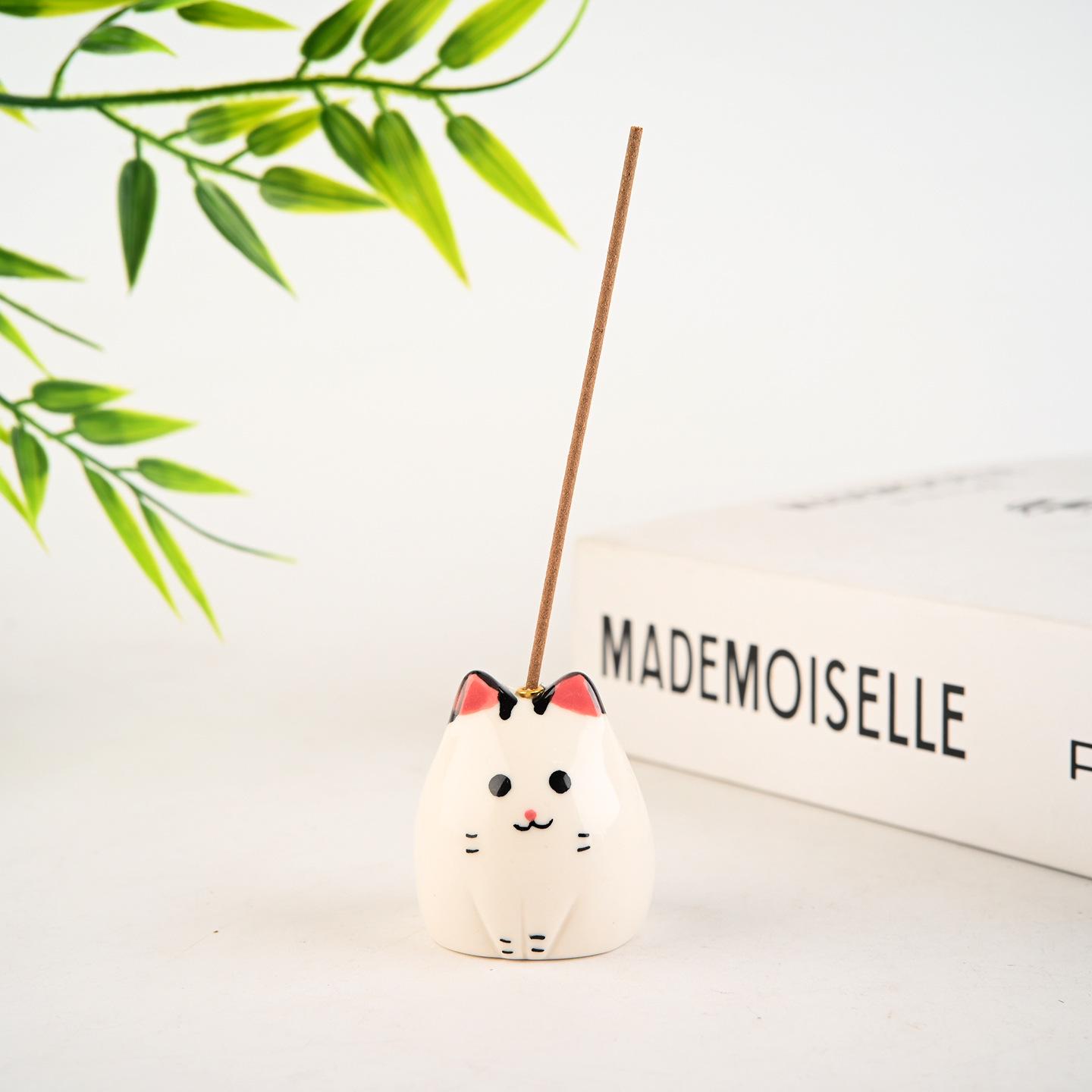 Charming Kitten Ceramic Incense Holder & Tray - Aromatherapy Ornament