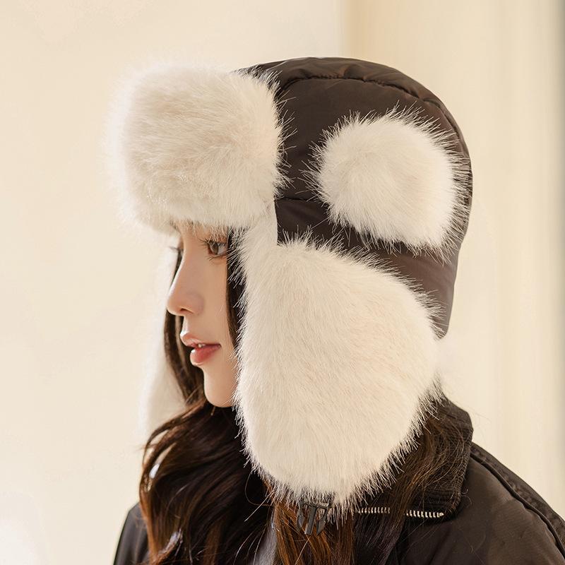 

Осенняя женская модная мягкая защитная шапка для ушей, плюшевая, зимняя, теплая, утолщенная, универсальная, для активного отдыха, для езды на велосипеде и катания на лыжах One size чёрный