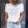 European and American Summer Women's Clothing IS S ME HI Letter Printing Round Neck Short-sleeved T-shirt Casual Fashion T-shirt Explosion