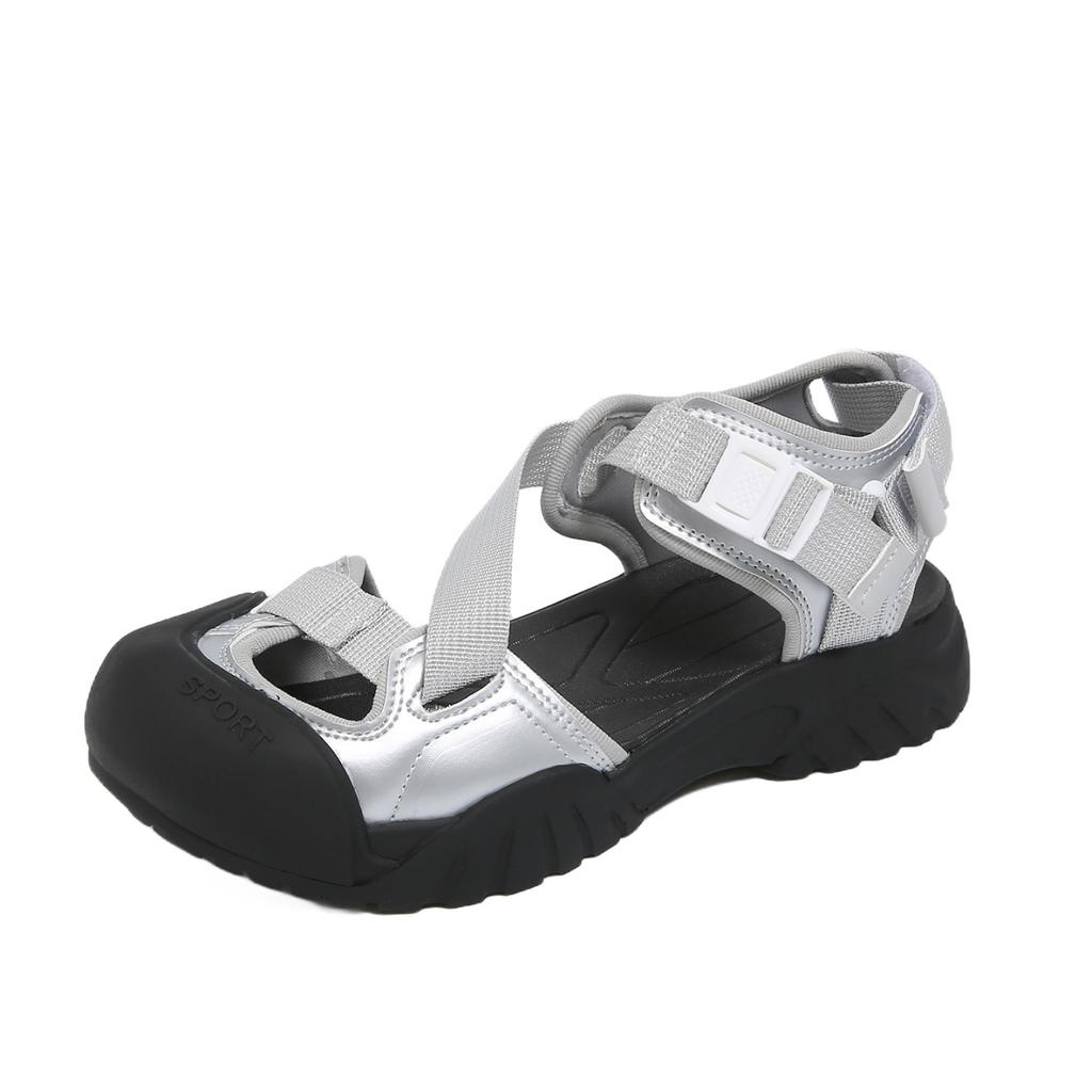 2025 Summer Hollow Ugly Cute Mary Jane Dad Shoes Women's 4CM Platform Strap Roman Bag Head Sports Sandals