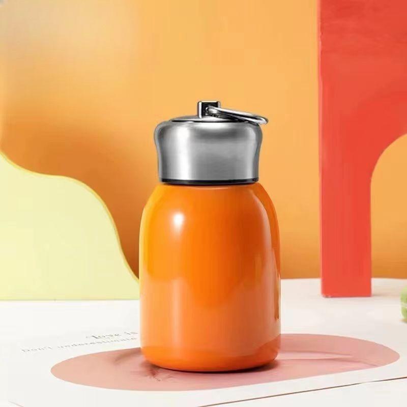 300ML Stainless Steel Vacuum Flask with Lifting Ring Mini Thermos Cup Car Insulated Cup Portable Travel Water Bottle Coffee Mug