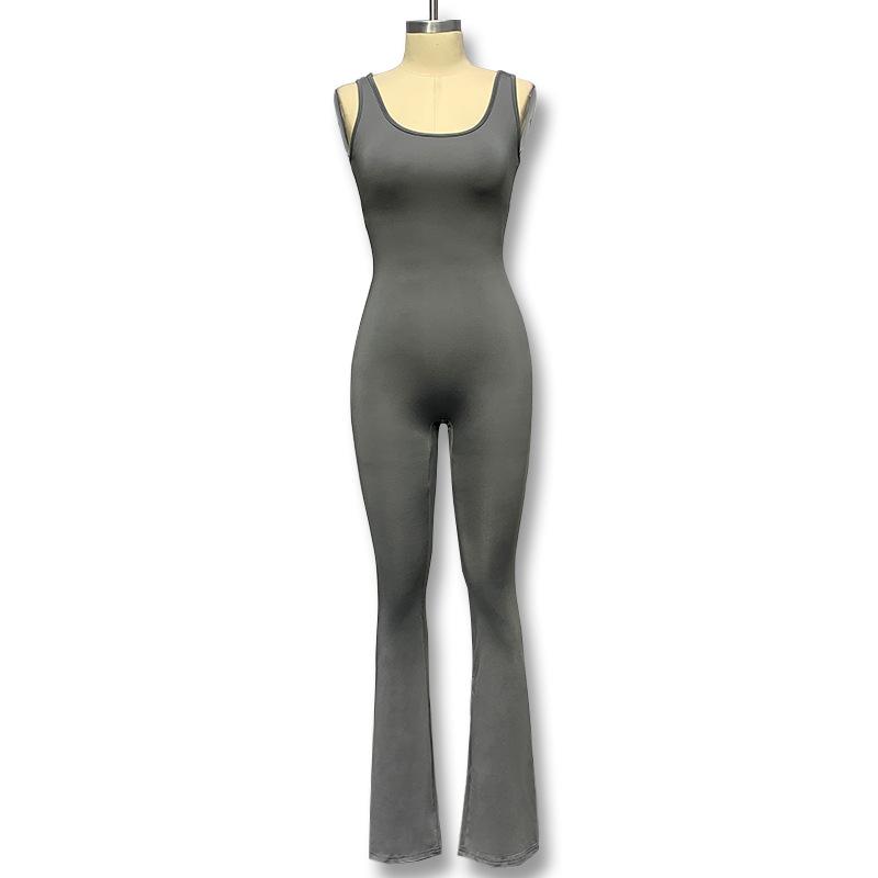 Women's Fashion Tight Yoga Jumpsuit Casual Seamless Hollow Out Sports Style Jumpsuit