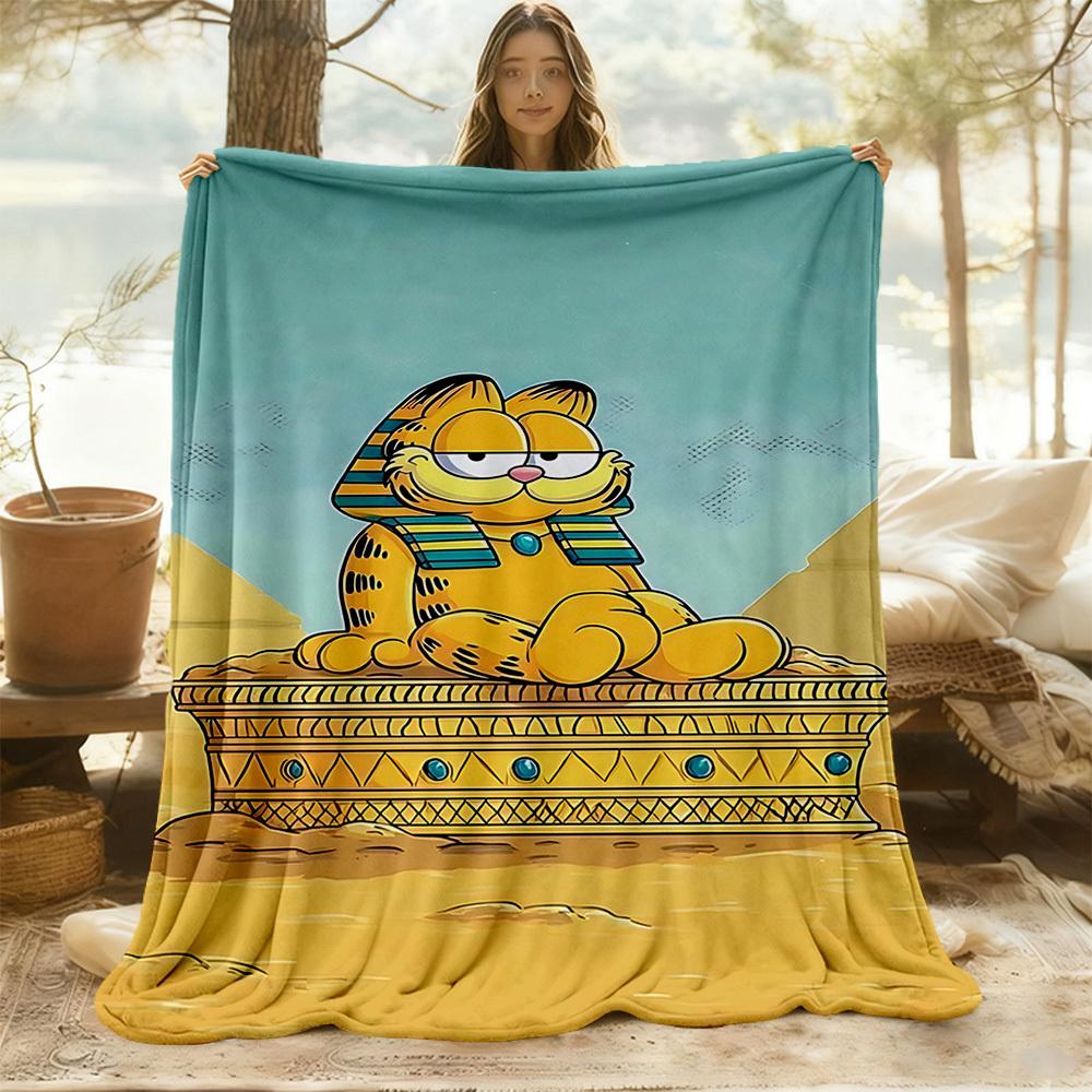 1PC Egyptian Garfield Outdoor Blanket Lightweight Flannel, Soft & Warm, All-Season Use for Sofa, Outdoor, Camping, Living Room, Office91