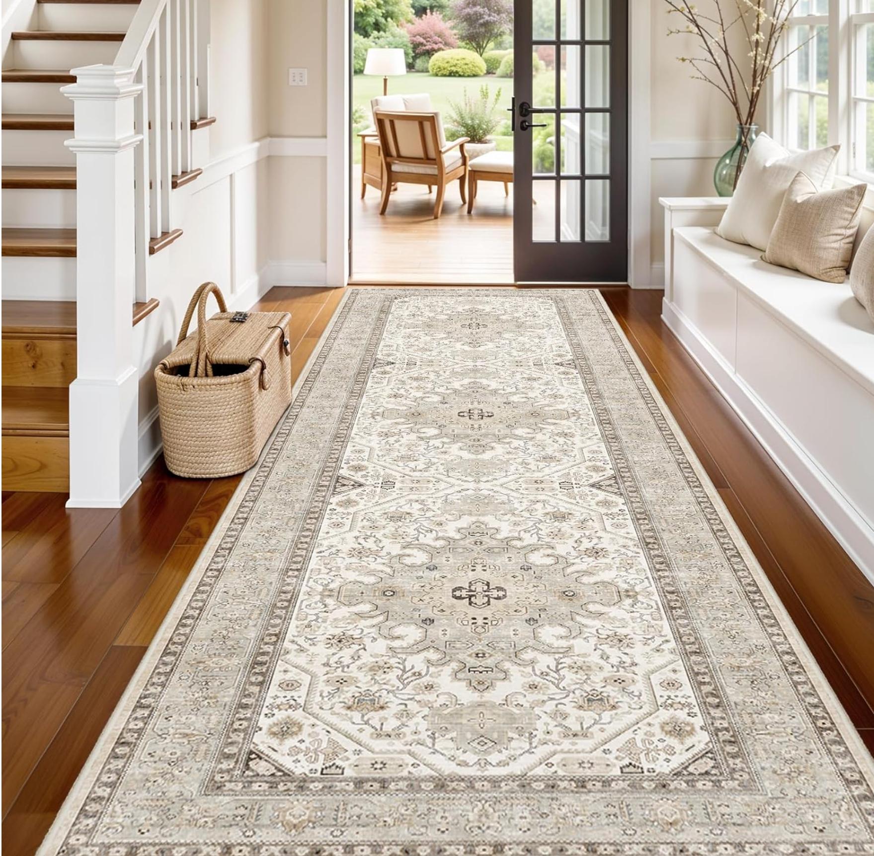 

Non Slip Washable Multi Style Runner Rug Floral Retro Abstract Pattern Mat for Kitchen Hallway Corridor Home Decor Floor Carpet 40x120cm