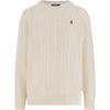 Polo Solid Logo Crew Neck Long Sleeve Knit Sweater Women Sweater White 211972115-004