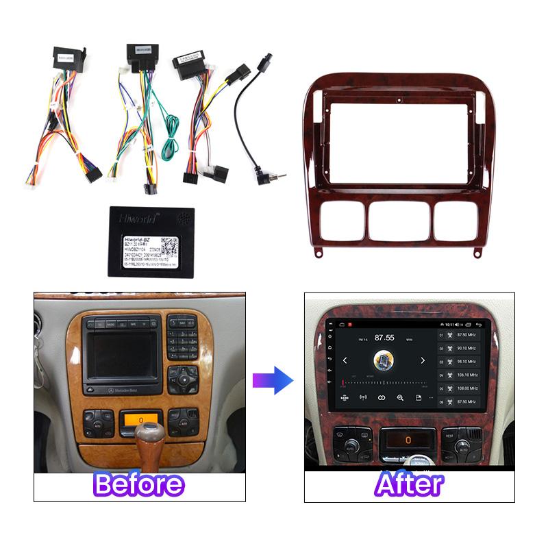 For Mercedes Benz S-Class W220 1998 - 2005 Android Car Radio Screensaver Frame Dashboard Cable Canbus Decoder Installation Klt