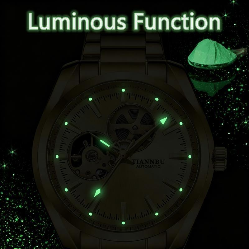 Herrenuhr Business Mechanisch Vollautomatisch Skelett Rundes Zifferblatt Herren Armbanduhr Leuchtend Wasserdicht Uhr