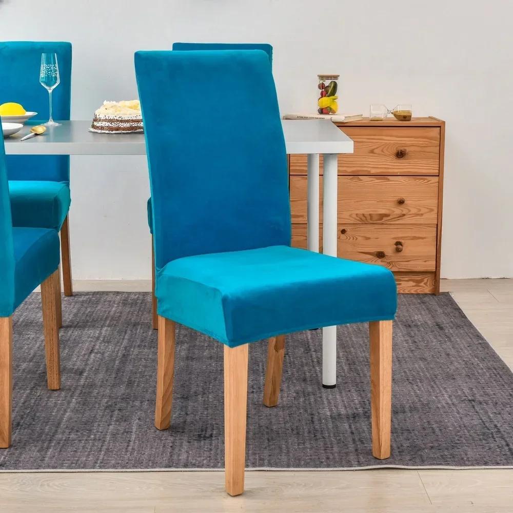 Aksamitna Tkanina Miękkie Pokrowce na Krzesła Elastyczne Grube Pokrowce na Krzesła do Jadalni Pokrowce Ochronne Pokrowiec na Krzesło Kuchenne