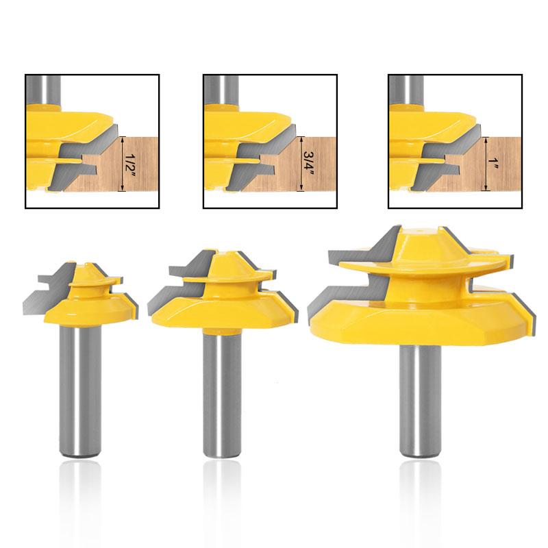 1/3pc Lock Miter 45 Degree Glue Joint Router Bits Glue Joint Set Woodworking Cutter Tenon Cutter for Woodworking Tools 12mm 1/2inch Shank
