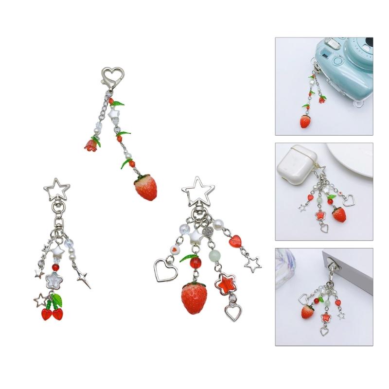 Keyring Ornament Strawberry Bag Charm Keychain Alloy Material Backpack Pendant