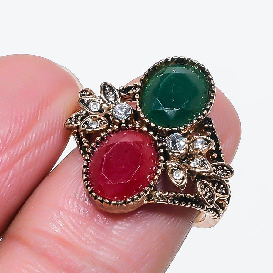 

Натуральный изум Скота, циркон 925 стерлинговое серебро ювелирное кольцо размер 6,5 P5g24