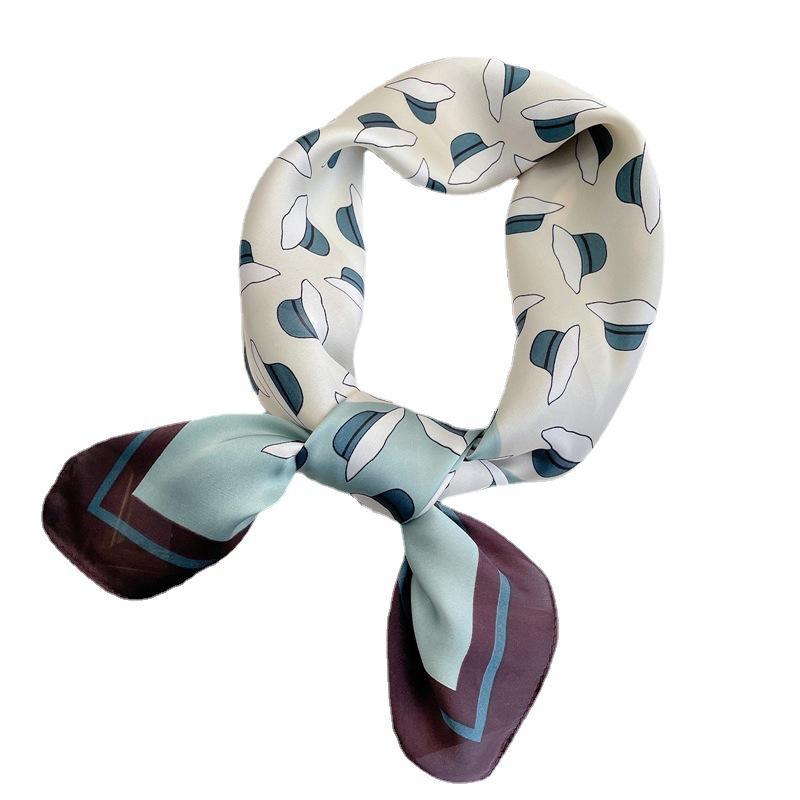New Small Square Scarf 70cm Women's Thin Edition Color Blocked Printed Silk Versatile Decorative Shawl Autumn/Winter
