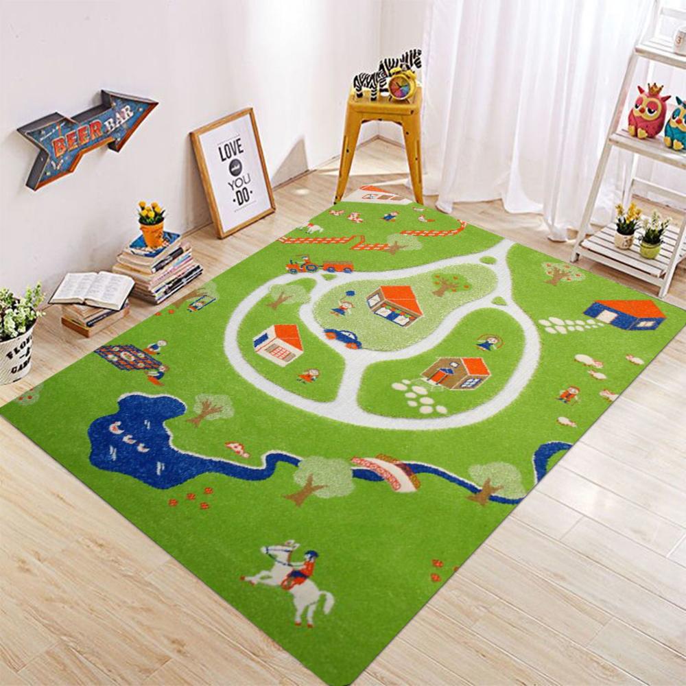 Thickened Flannel Carpet Living Room Children's Bedroom Decoration Floor Rug Cartoon Road Play Mat Soft Tatami Carpets Non-slip