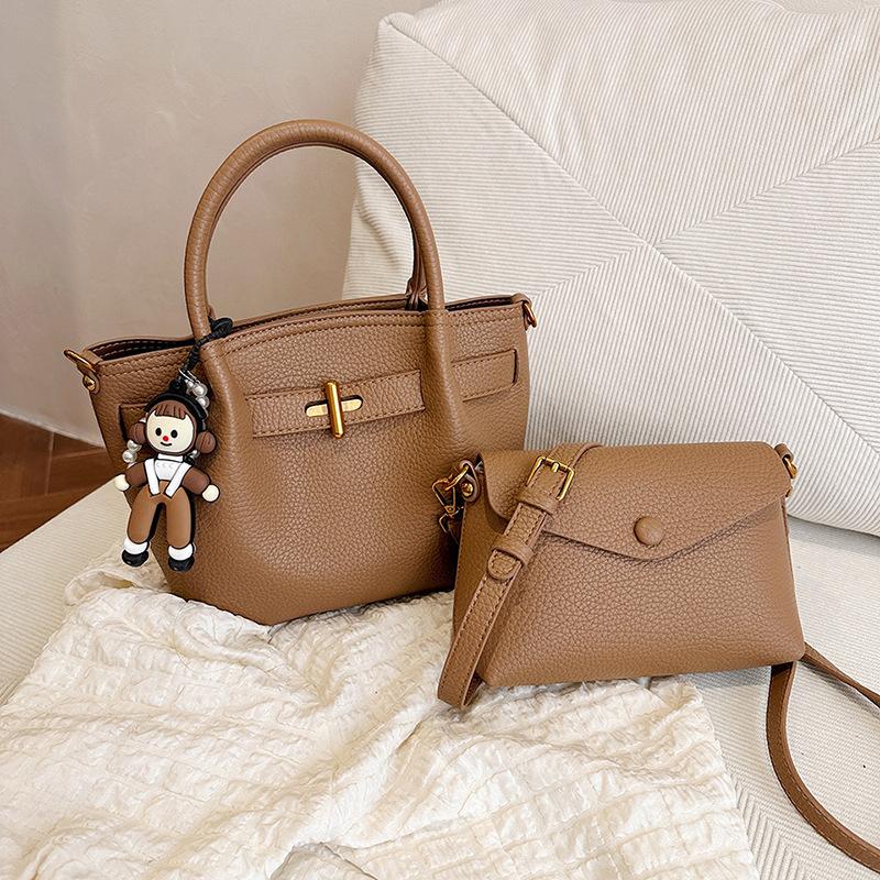 

Новый стиль однотонный комплект из двух предметов для мамы и ребенка, сумка-тоут, портативная, на плечо, через плечо, женская сумка