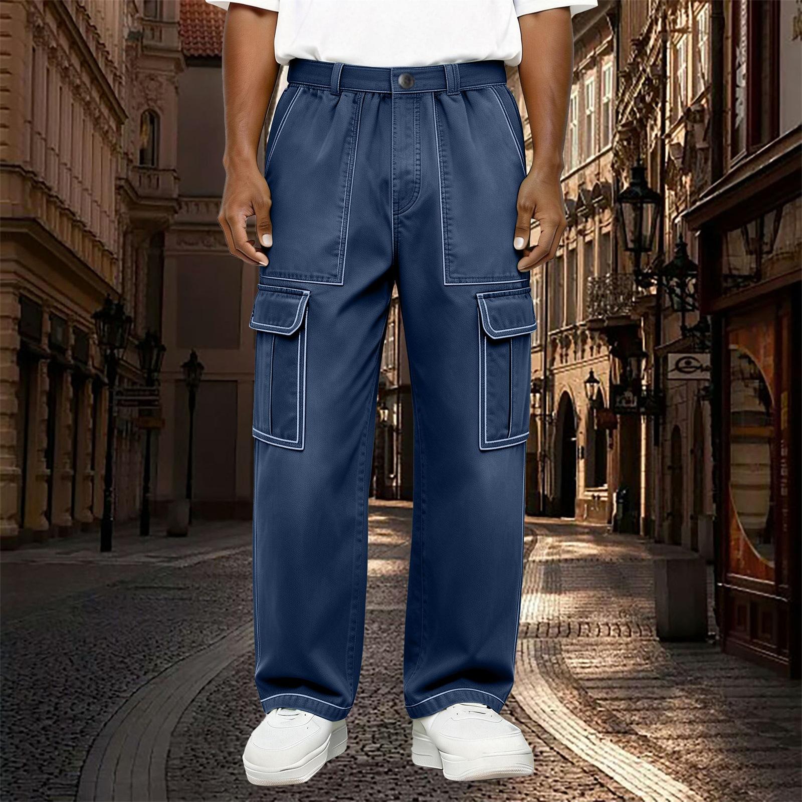 Мужские брюки на резинке Повседневный крой Брюки L синий