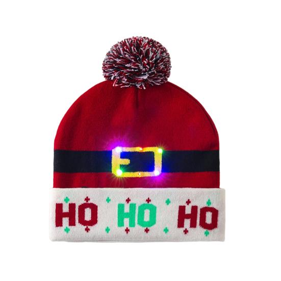Knitting Hat With Led Lights Santa Claus Deer Christmas Tree