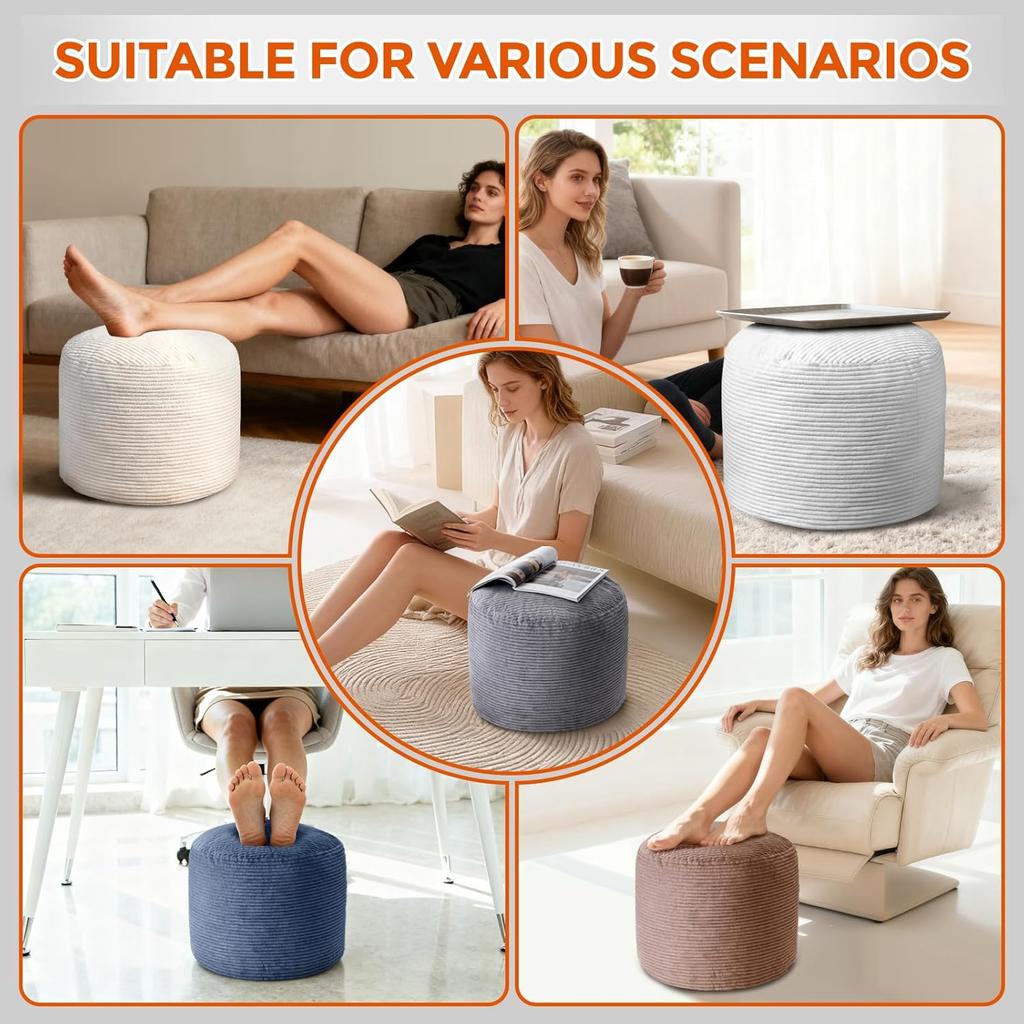 Sitzsäcke Hocker für Erwachsene Sitzsack Fußstütze Schaumstoffgefüllter Hocker von BeanBag Fußhocker von Faul Sofa für Schlafzimmer, Wohnzimmer, Wohnung
