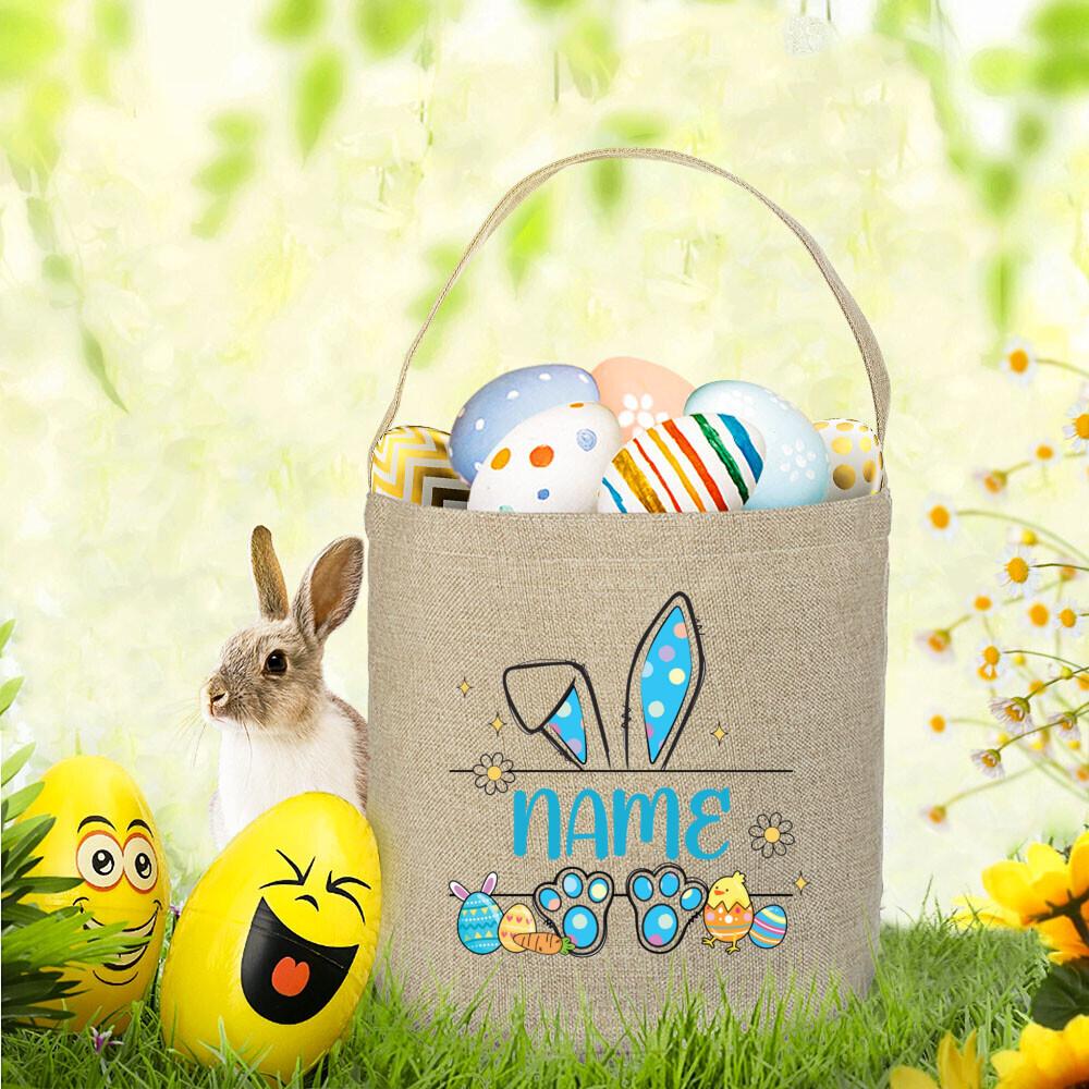 Easter Bunny Ear Cute Rabbit Bucket Custom Easter Bag with Name Girls Boys Bunny Basket Name Bags Gifts for Kids