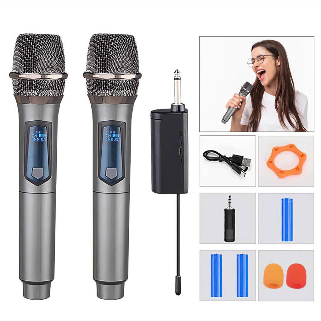 Wireless Microphone 2 Channels UHF Professional Handheld Mic Micphone For Party Karaoke Professional Church Show Meeting