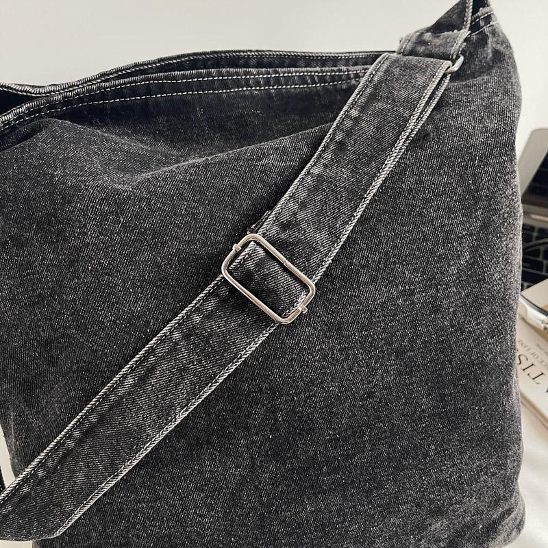 Jeanstasche Damen Tasche Große Kapazität Retro Kontrast Tragetasche Schulter Crossbody Tasche