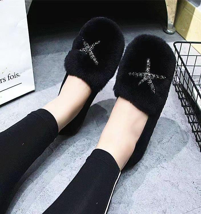 Mao Mao Schuhe tragen Doudou Schuhe im Winter, faule Schuhe verdickter Samt warm Schwangere Baumwollschuhe