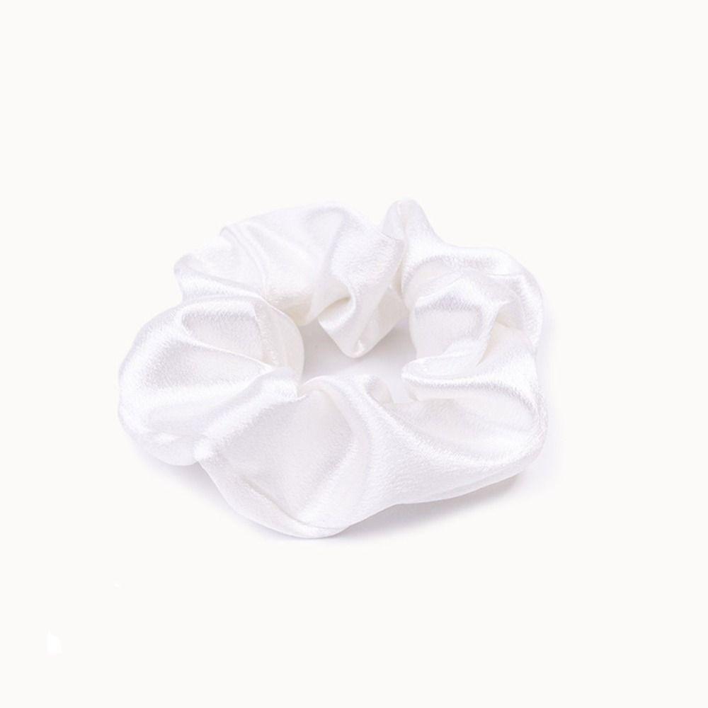 Korean Puff Hair Loop Crystal Satin Hair Scrunchie Fashion Ruffle Headband  for Meatball Head