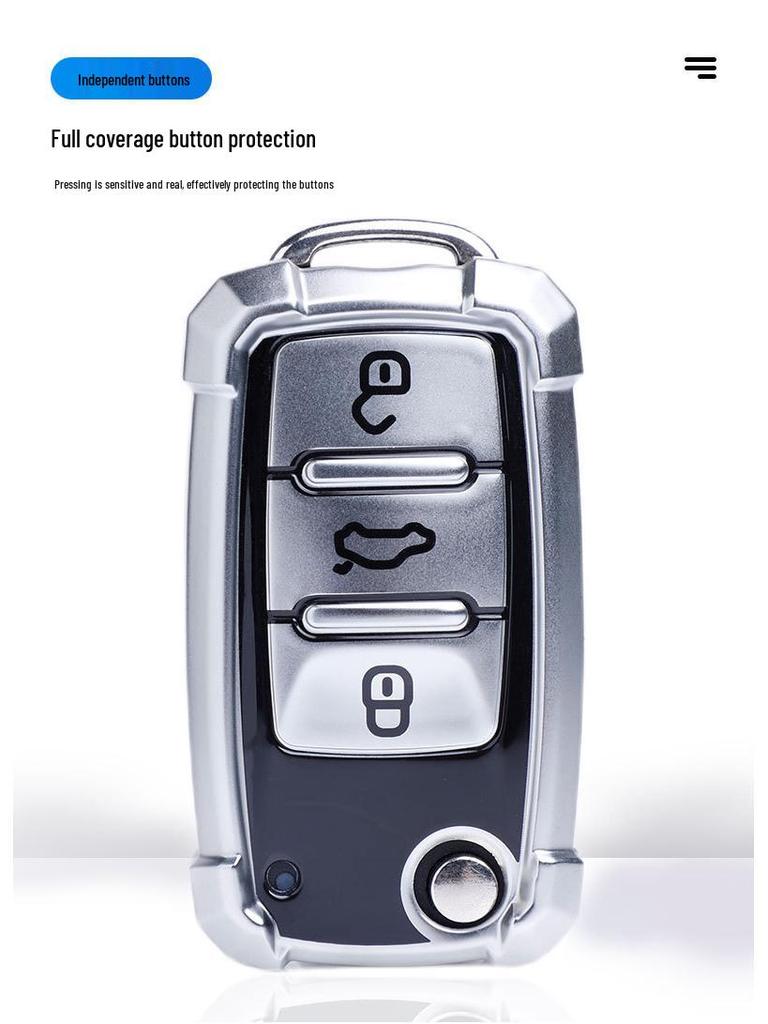 Volkswagen Key Fob Cover: Fits Lavida, Bora, POLO, Jetta, Santana, Sagitar, Tiguan - Mecha Style Key Shell with Buckle.