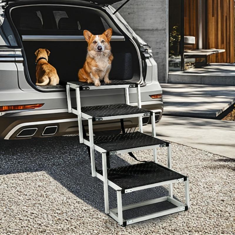 Outdoor Aluminum Dog Ladder Portable and Foldable Pet Staircase Antiskid Design Sedan SUV Staircase Dog Accessories Supplies