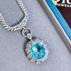 The Legend of the Blue Sea Aquamarine Pendant Necklace and Gem Ear Stud Set for Women