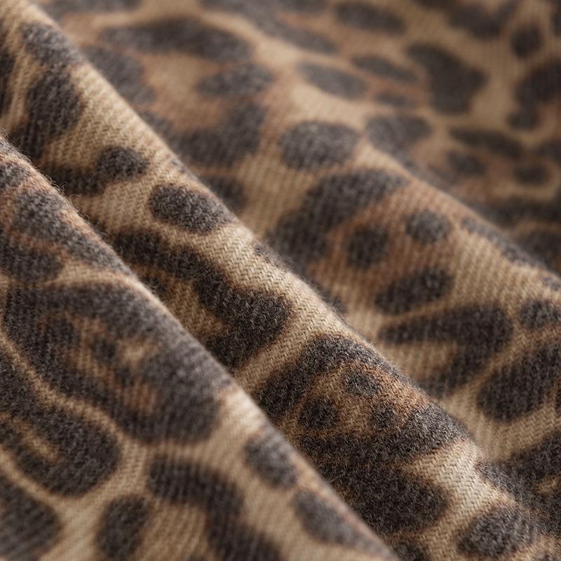 Autumn and Winter Ethnic Style Leopard Print Short Tassel Woven Imitation Cashmere Fleece Scarf Women's Warm Shawl Scarf Neck Scarf